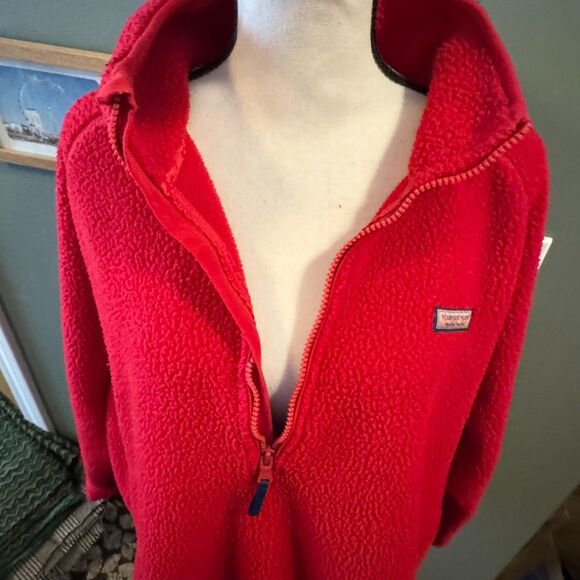 Vineyard Vines Women's Red Sherpa 1/4 Zip Pullover Fleece Jacket - Picture 5 of 6